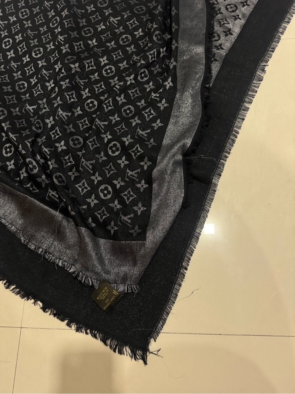 Black Monogram Jacquard Men Jeans Scarf